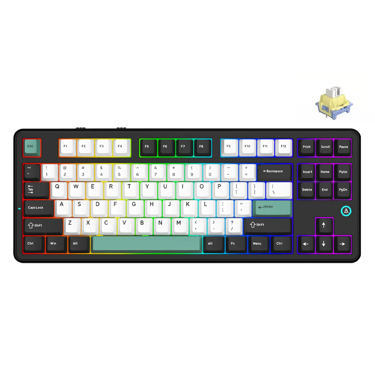 Ajazz AK870 V2 RGB Tri-Mode 87-Keys TKL Gasket-mounted Hot Swappable Mechanical Keyboard (Black/White/Blue) (Day Dream Switch) - Image 7