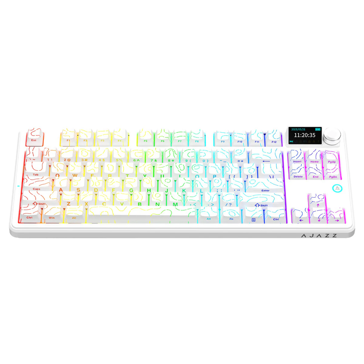 Ajazz AK870 V2 RGB Tri-Mode 87-Keys TKL Gasket-mounted Hot Swappable Mechanical Keyboard (White Contour) (Maillard Switch) - Image 2