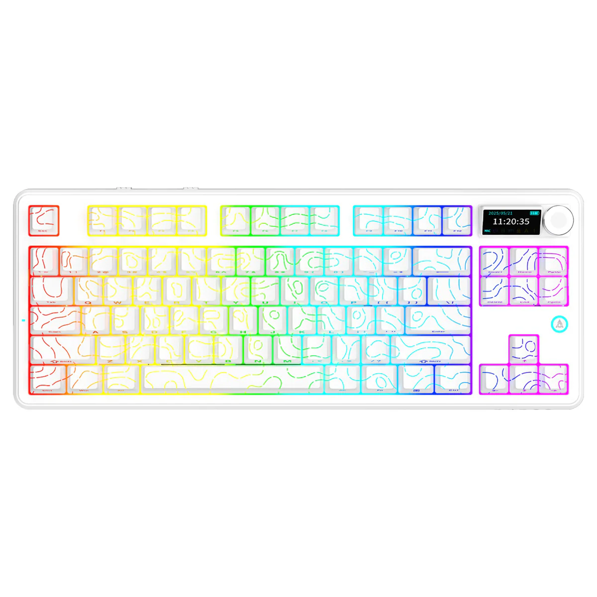 Ajazz AK870 V2 RGB Tri-Mode 87-Keys TKL Gasket-mounted Hot Swappable Mechanical Keyboard (White Contour) (Maillard Switch) - Image 3