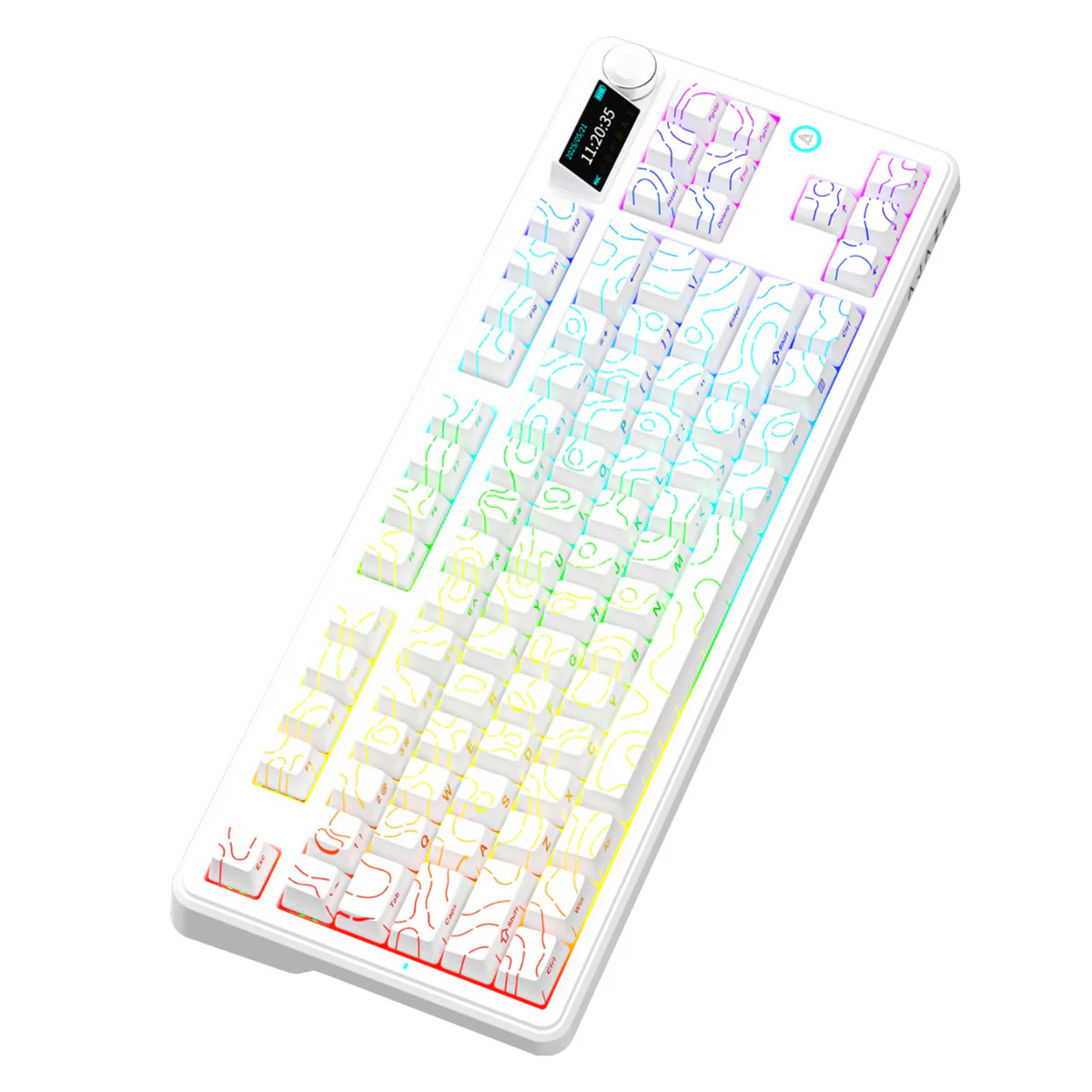 Ajazz AK870 V2 RGB Tri-Mode 87-Keys TKL Gasket-mounted Hot Swappable Mechanical Keyboard (White Contour) (Maillard Switch) - Image 4