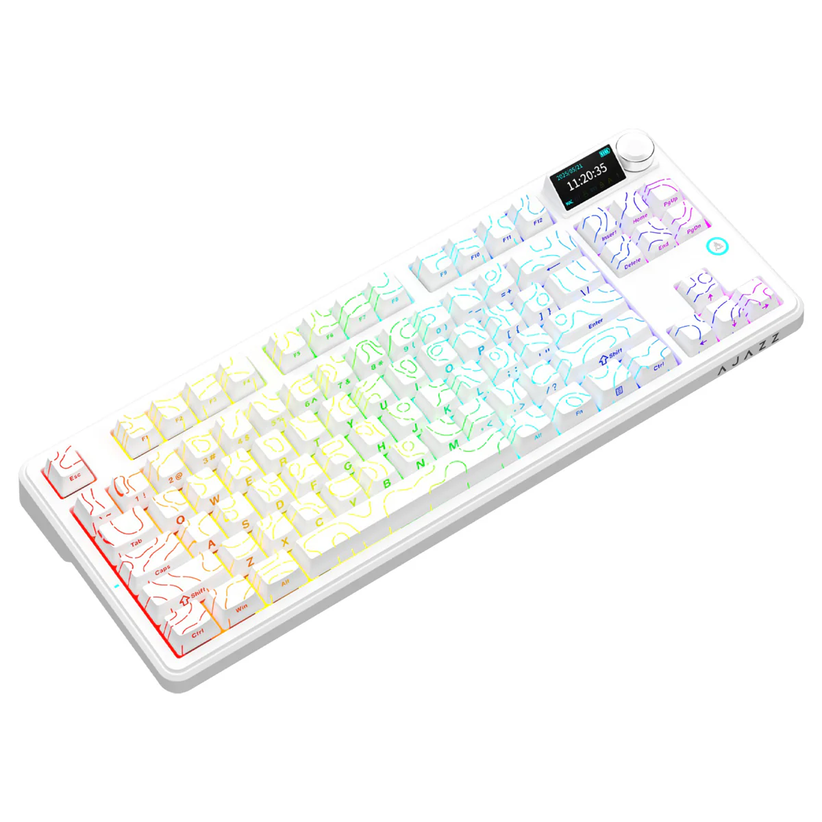 Ajazz AK870 V2 RGB Tri-Mode 87-Keys TKL Gasket-mounted Hot Swappable Mechanical Keyboard (White Contour) (Maillard Switch) - Image 5