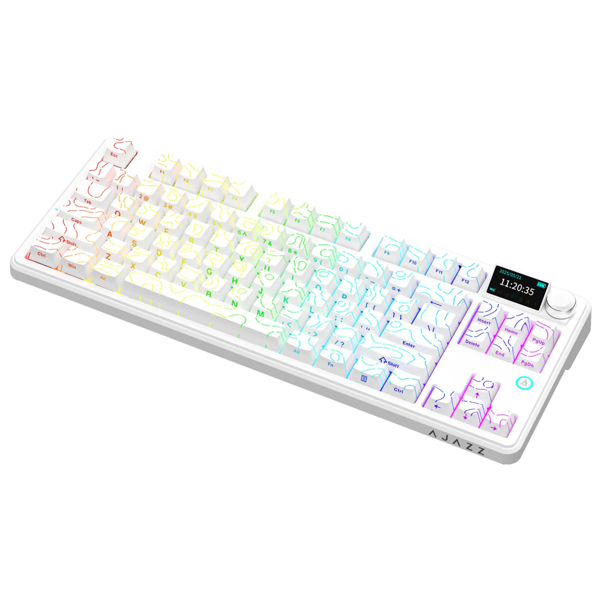 Ajazz AK870 V2 RGB Tri-Mode 87-Keys TKL Gasket-mounted Hot Swappable Mechanical Keyboard (White Contour) (Maillard Switch) - Image 6