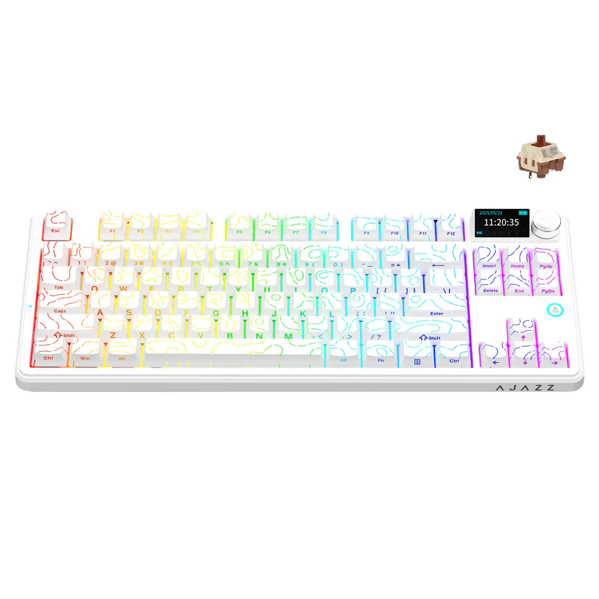 Ajazz AK870 V2 RGB Tri-Mode 87-Keys TKL Gasket-mounted Hot Swappable Mechanical Keyboard (White Contour) (Maillard Switch) - Image 7