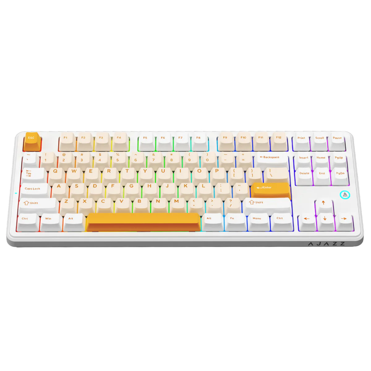 Ajazz AK870 V2 RGB Tri-Mode 87-Keys TKL Gasket-mounted Hot Swappable Mechanical Keyboard (Yellow/White/Dark Yellow) (Day Dream Switch) - Image 3