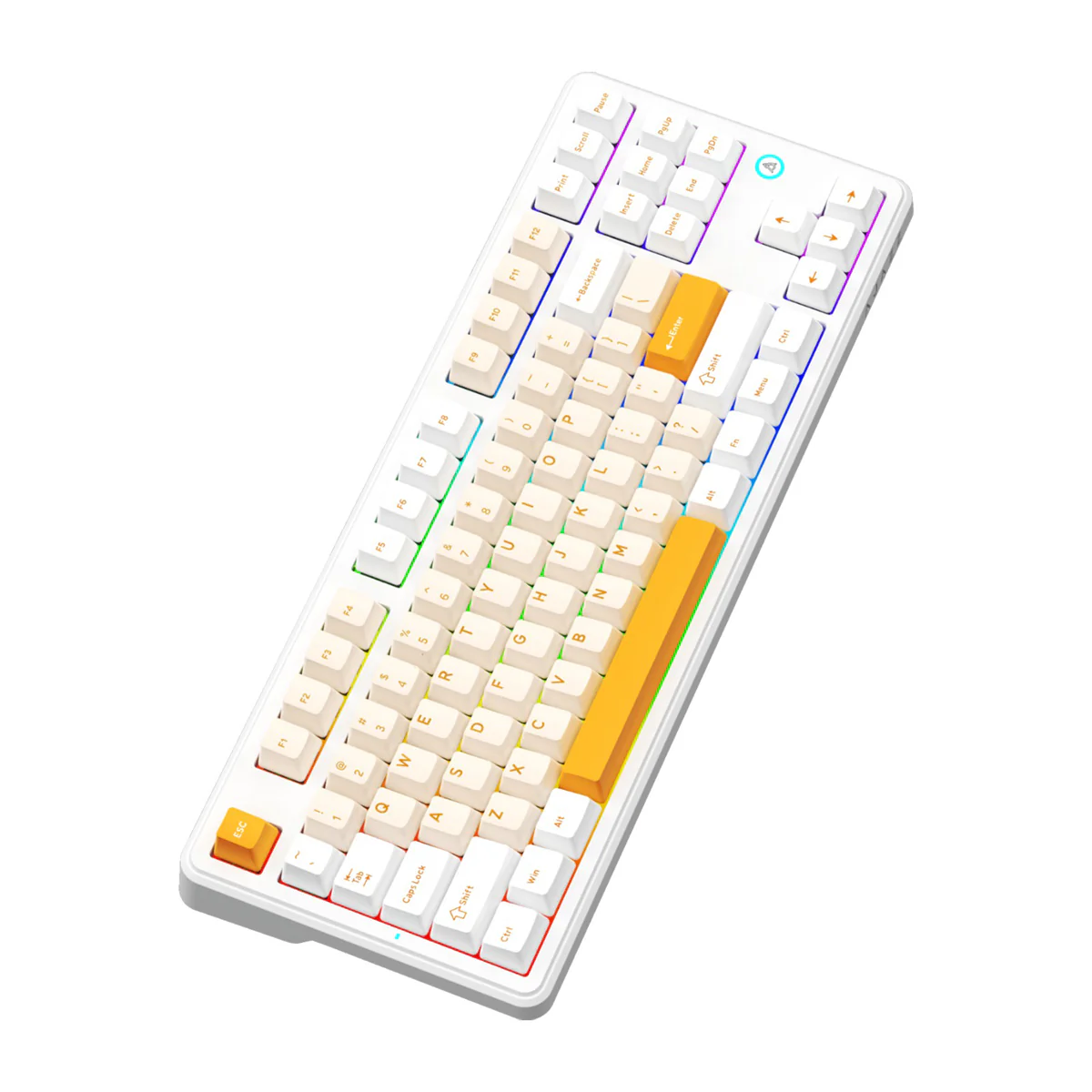 Ajazz AK870 V2 RGB Tri-Mode 87-Keys TKL Gasket-mounted Hot Swappable Mechanical Keyboard (Yellow/White/Dark Yellow) (Day Dream Switch) - Image 4