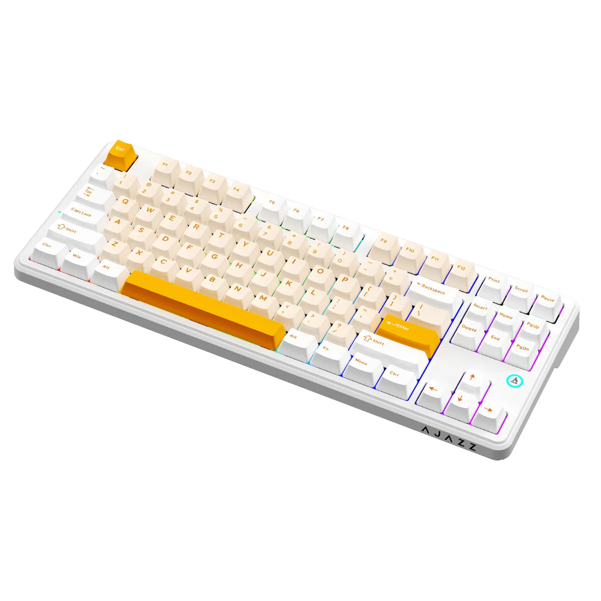 Ajazz AK870 V2 RGB Tri-Mode 87-Keys TKL Gasket-mounted Hot Swappable Mechanical Keyboard (Yellow/White/Dark Yellow) (Day Dream Switch) - Image 5