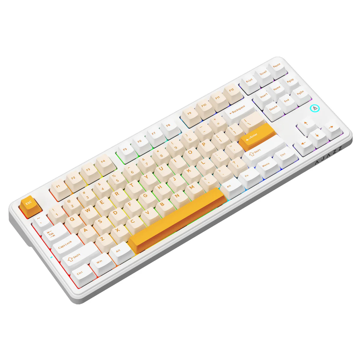 Ajazz AK870 V2 RGB Tri-Mode 87-Keys TKL Gasket-mounted Hot Swappable Mechanical Keyboard (Yellow/White/Dark Yellow) (Day Dream Switch) - Image 6