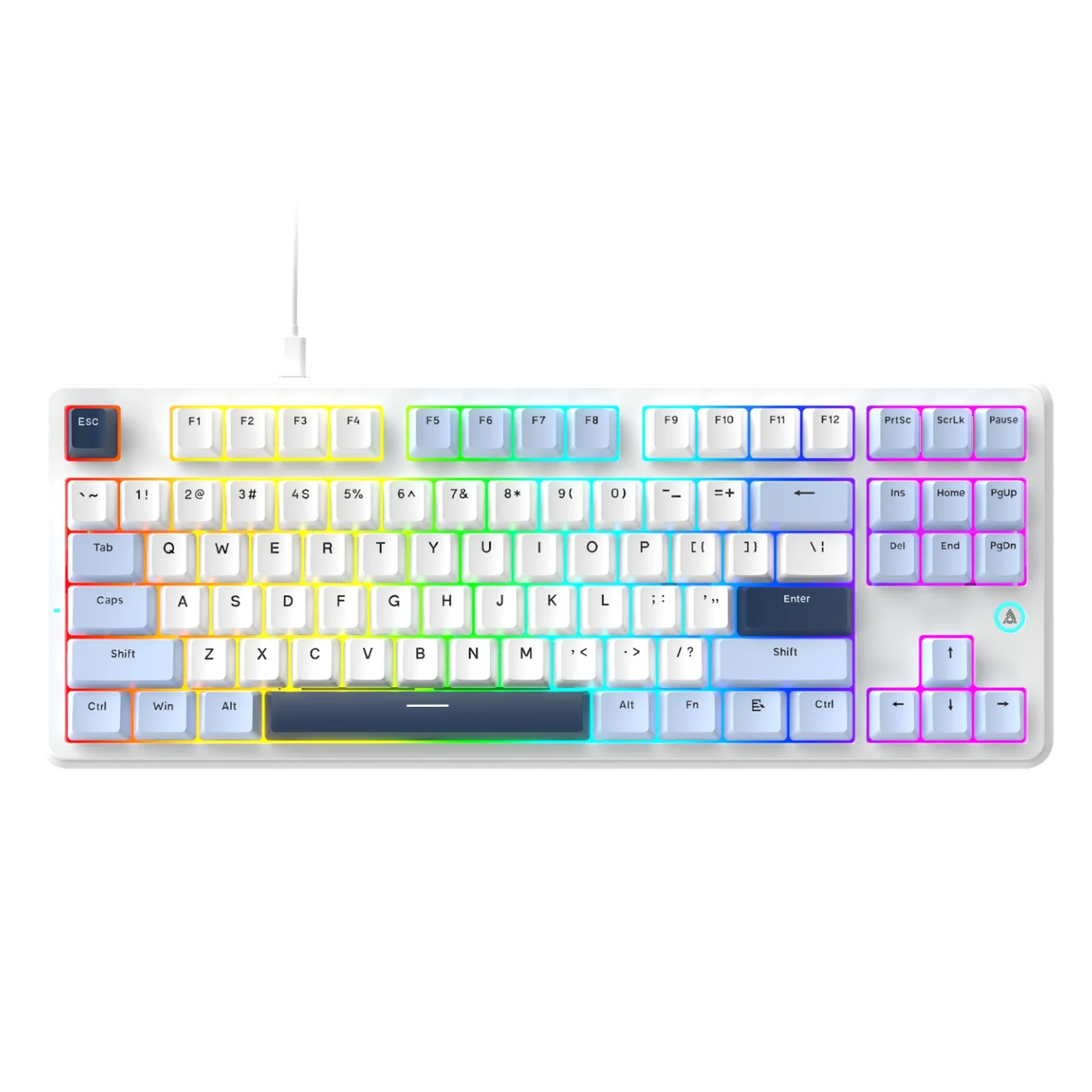 Ajazz AK870 V2 RGB Wired 87-Keys TKL Gasket-mounted Hot Swappable Mechanical Keyboard (Blue/White/Blue) (Flying Fish Switch) - Image 2