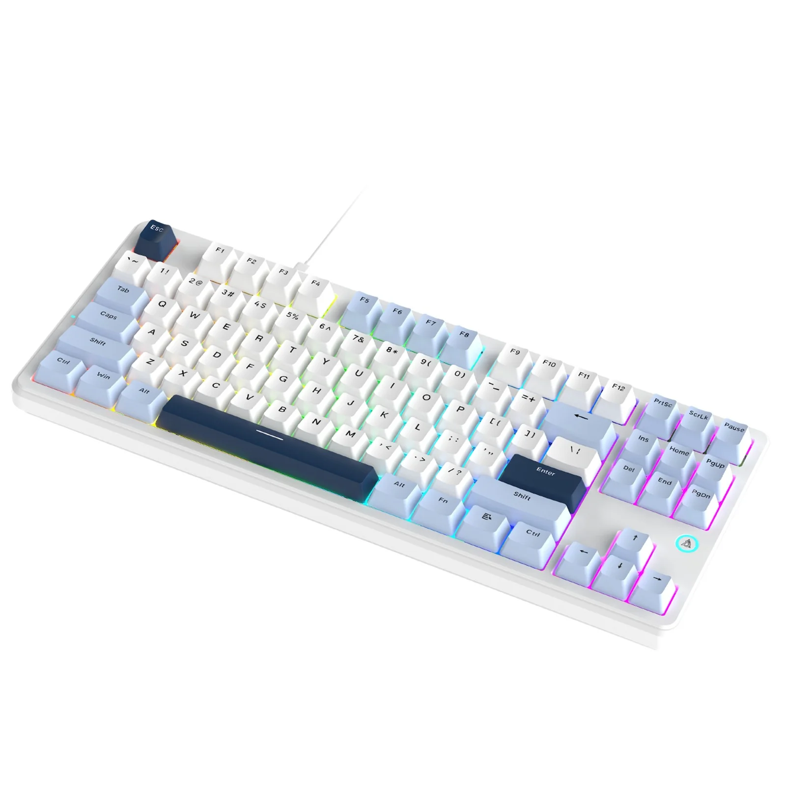 Ajazz AK870 V2 RGB Wired 87-Keys TKL Gasket-mounted Hot Swappable Mechanical Keyboard (Blue/White/Blue) (Flying Fish Switch) - Image 3