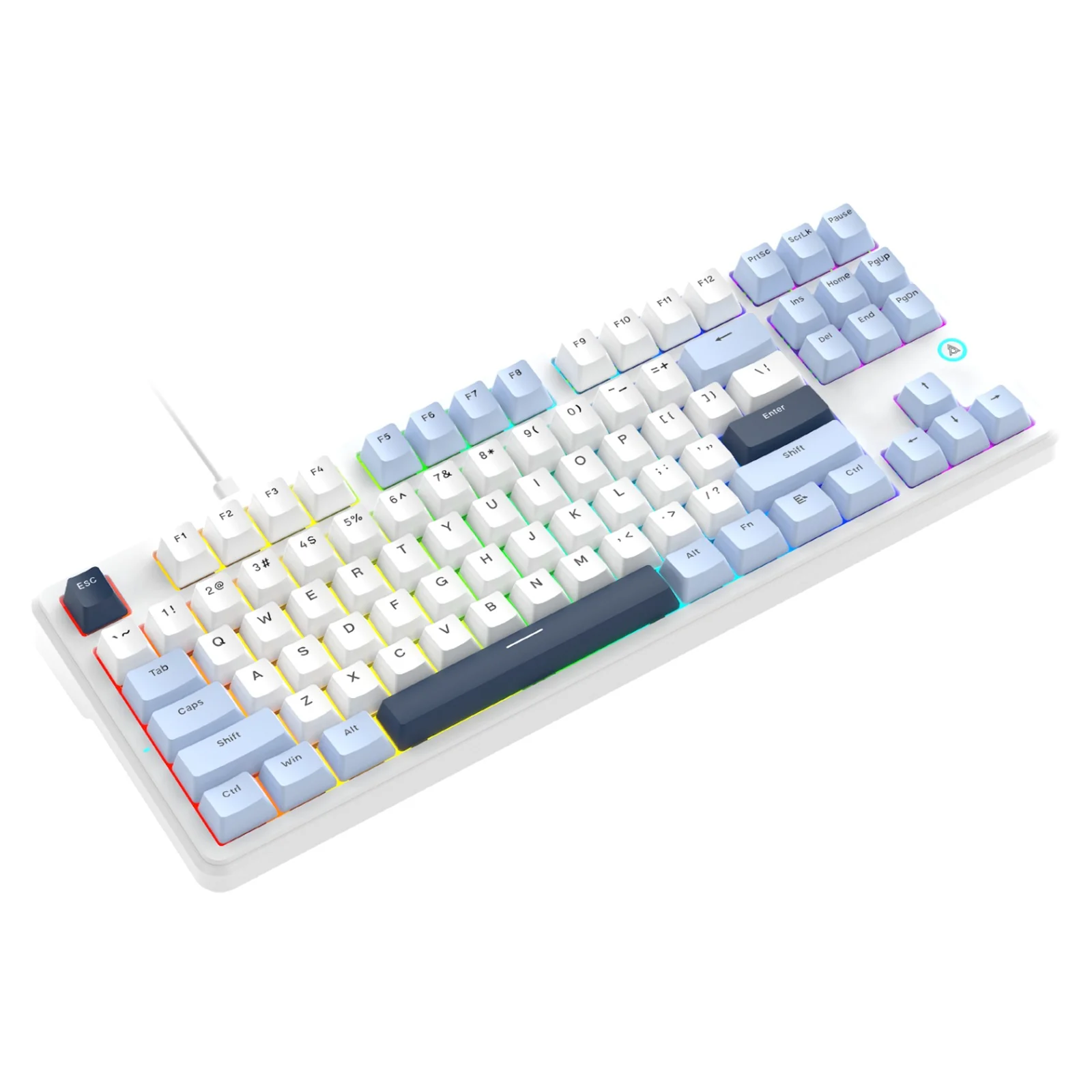 Ajazz AK870 V2 RGB Wired 87-Keys TKL Gasket-mounted Hot Swappable Mechanical Keyboard (Blue/White/Blue) (Flying Fish Switch) - Image 4