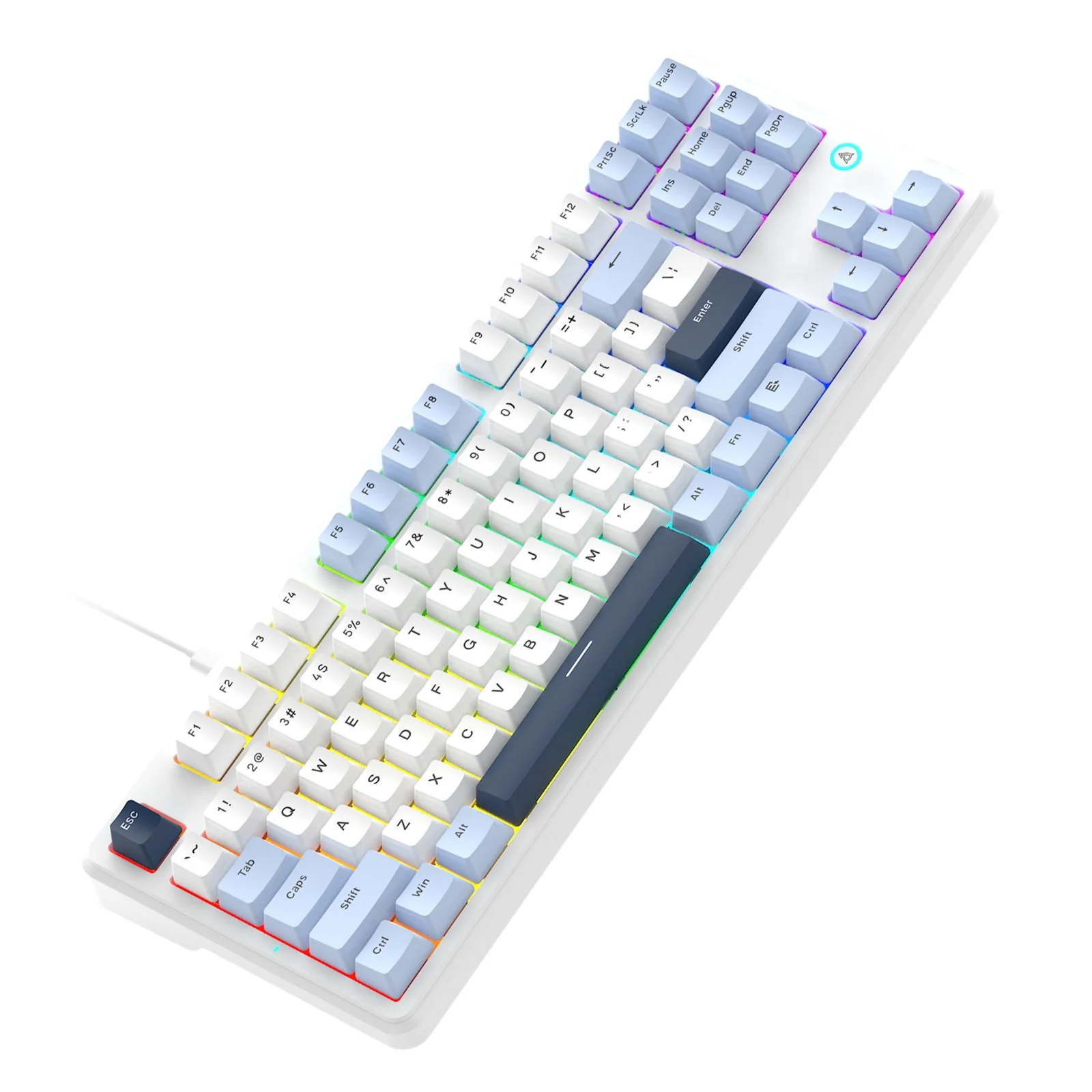 Ajazz AK870 V2 RGB Wired 87-Keys TKL Gasket-mounted Hot Swappable Mechanical Keyboard (Blue/White/Blue) (Flying Fish Switch) - Image 5