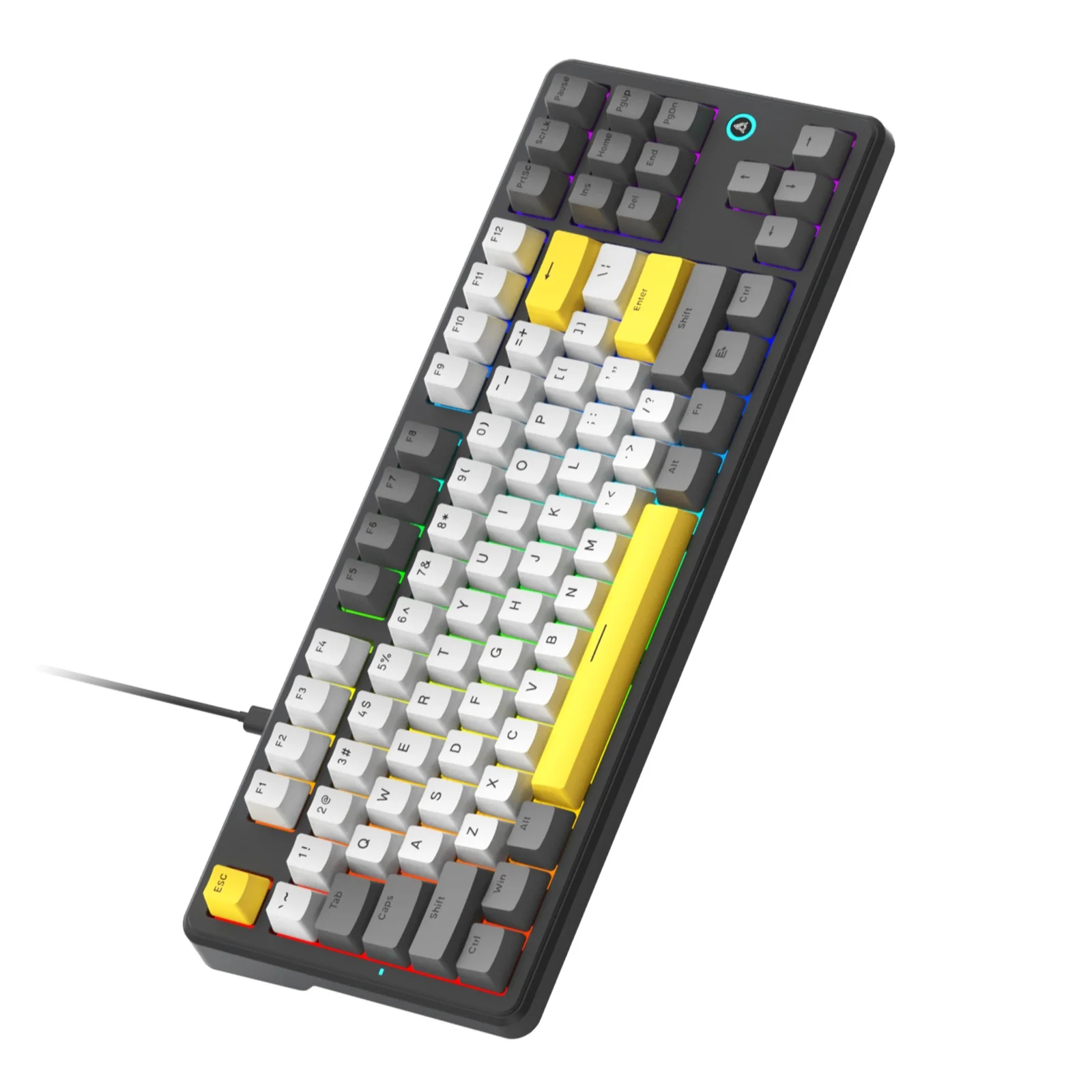 Ajazz AK870 V2 RGB Wired 87-Keys TKL Gasket-mounted Hot Swappable Mechanical Keyboard (Grey/White/Yellow) (Flying Fish Switch) - Image 5