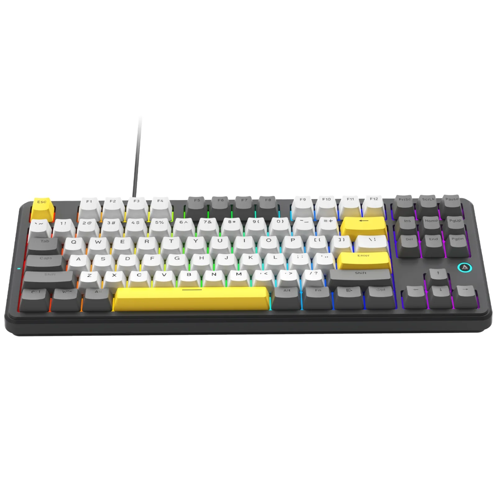 Ajazz AK870 V2 RGB Wired 87-Keys TKL Gasket-mounted Hot Swappable Mechanical Keyboard (Grey/White/Yellow) (Flying Fish Switch) - Image 6