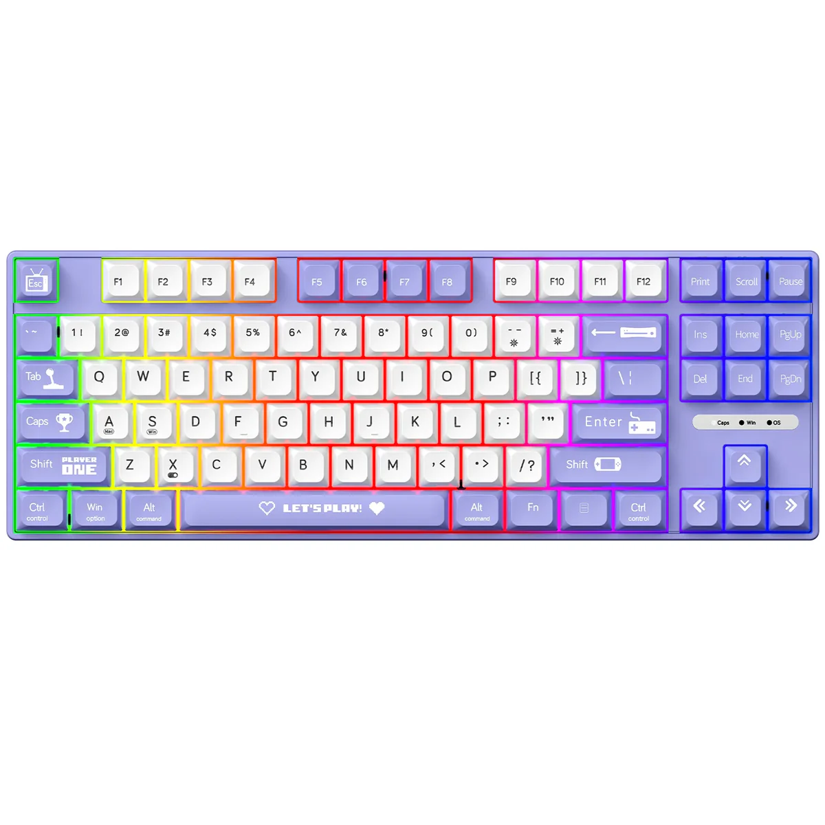 Ajazz AK870MC RGB Wired 87-Keys TKL Gasket-mounted Hot Swappable Mechanical Keyboard (Purple/White) (Brown Switch, Red Switch) - Image 4