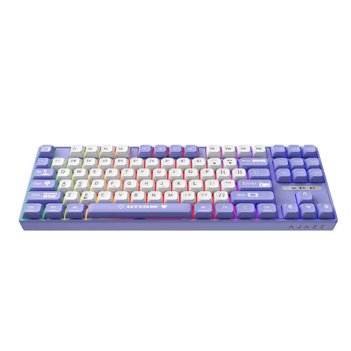 Ajazz AK870MC RGB Wired 87-Keys TKL Gasket-mounted Hot Swappable Mechanical Keyboard (Purple/White) (Brown Switch, Red Switch) - Image 5