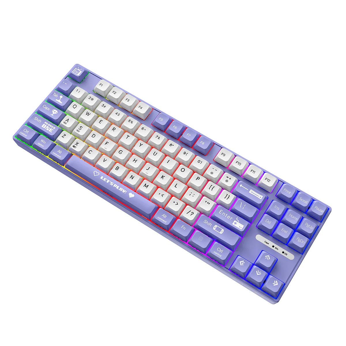Ajazz AK870MC RGB Wired 87-Keys TKL Gasket-mounted Hot Swappable Mechanical Keyboard (Purple/White) (Brown Switch, Red Switch) - Image 6