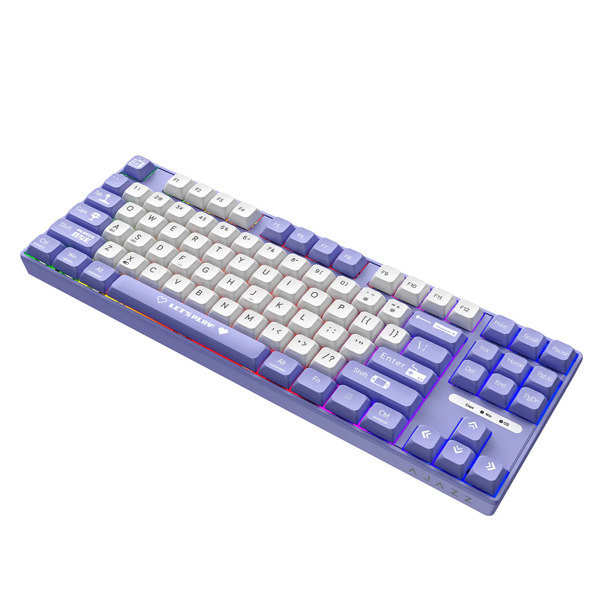 Ajazz AK870MC RGB Wired 87-Keys TKL Gasket-mounted Hot Swappable Mechanical Keyboard (Purple/White) (Brown Switch, Red Switch) - Image 7