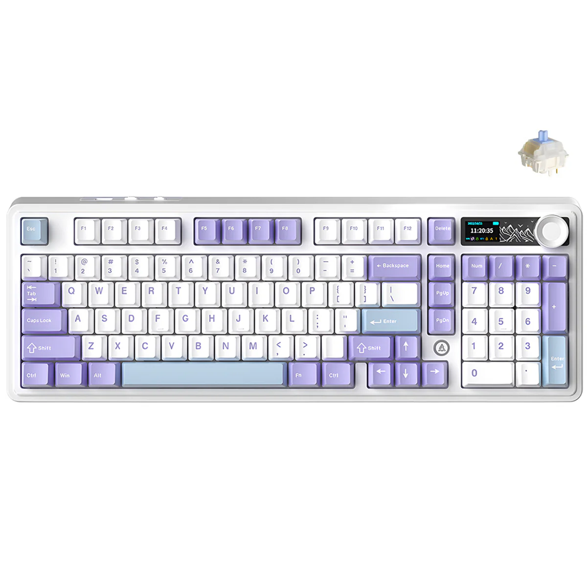 Ajazz AK980 RGB Tri-Mode 98% 97-Keys Gasket-Mounted Hot-Swappable Mechanical Keyboard with 1.14" TFT Display Screen & Knob (Purple/White/Blue) (Maillard Switch, Gift Switch V2) - Image 2