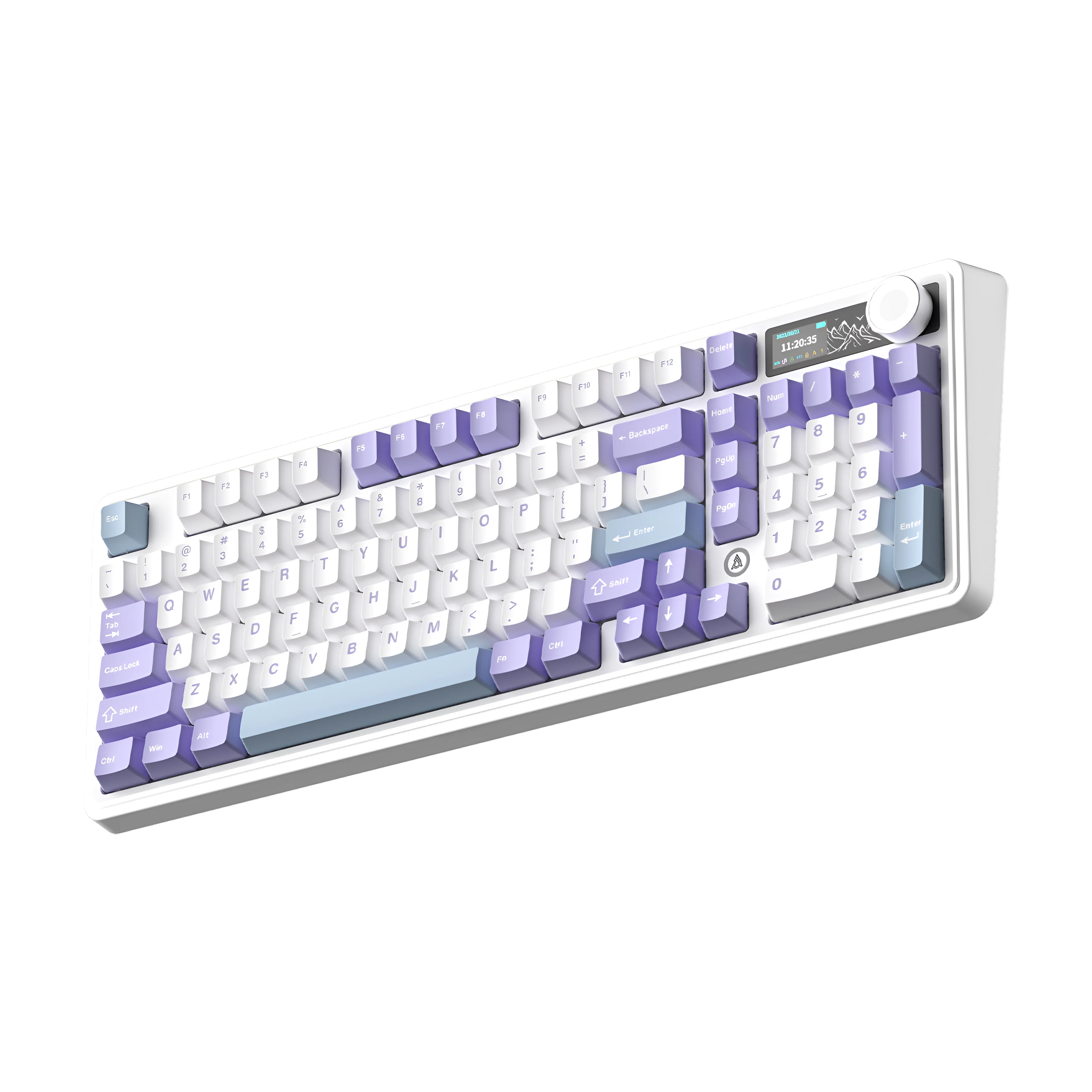 Ajazz AK980 RGB Tri-Mode 98% 97-Keys Gasket-Mounted Hot-Swappable Mechanical Keyboard with 1.14" TFT Display Screen & Knob (Purple/White/Blue) (Maillard Switch, Gift Switch V2) - Image 5