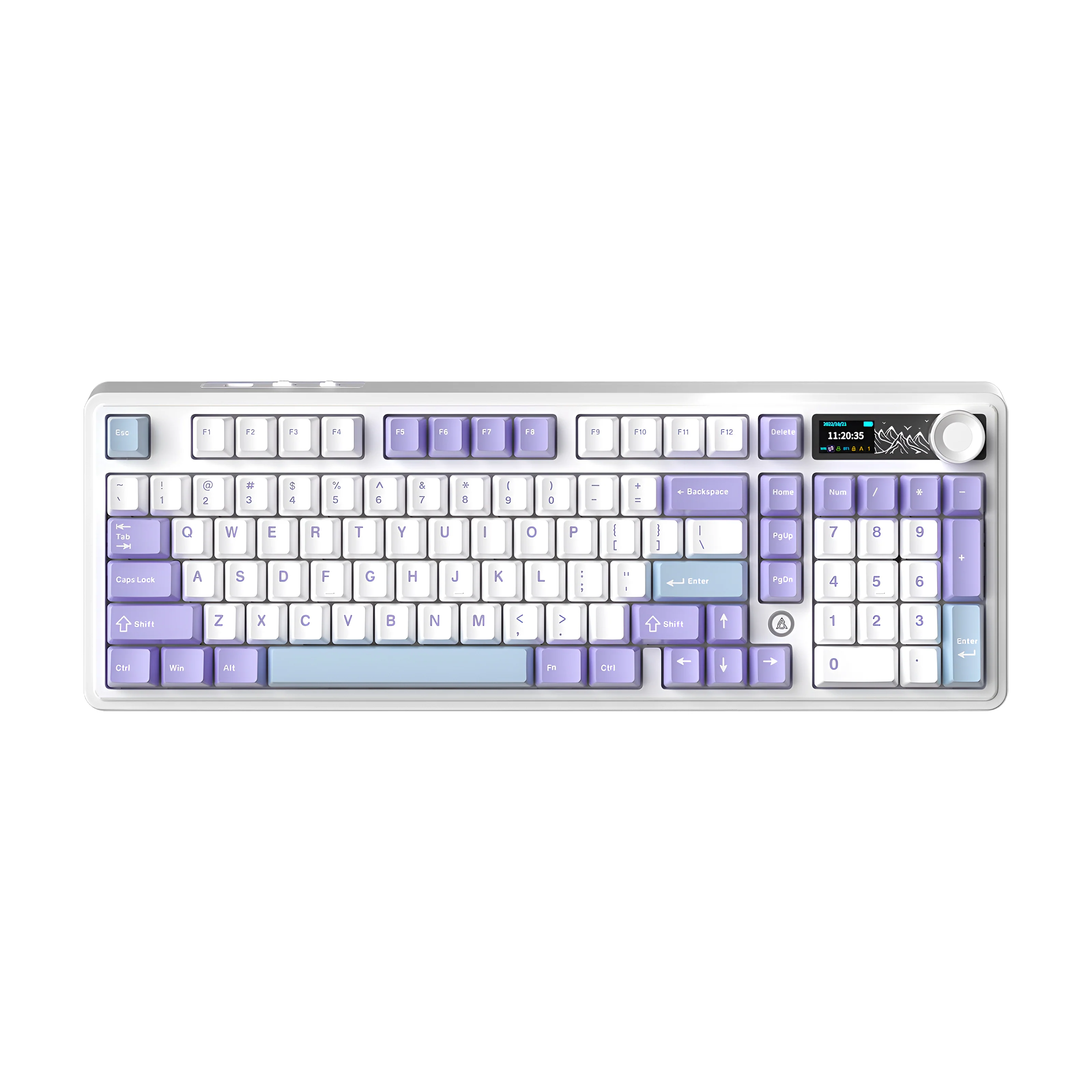 Ajazz AK980 RGB Tri-Mode 98% 97-Keys Gasket-Mounted Hot-Swappable Mechanical Keyboard with 1.14" TFT Display Screen & Knob (Purple/White/Blue) (Maillard Switch, Gift Switch V2) - Image 6