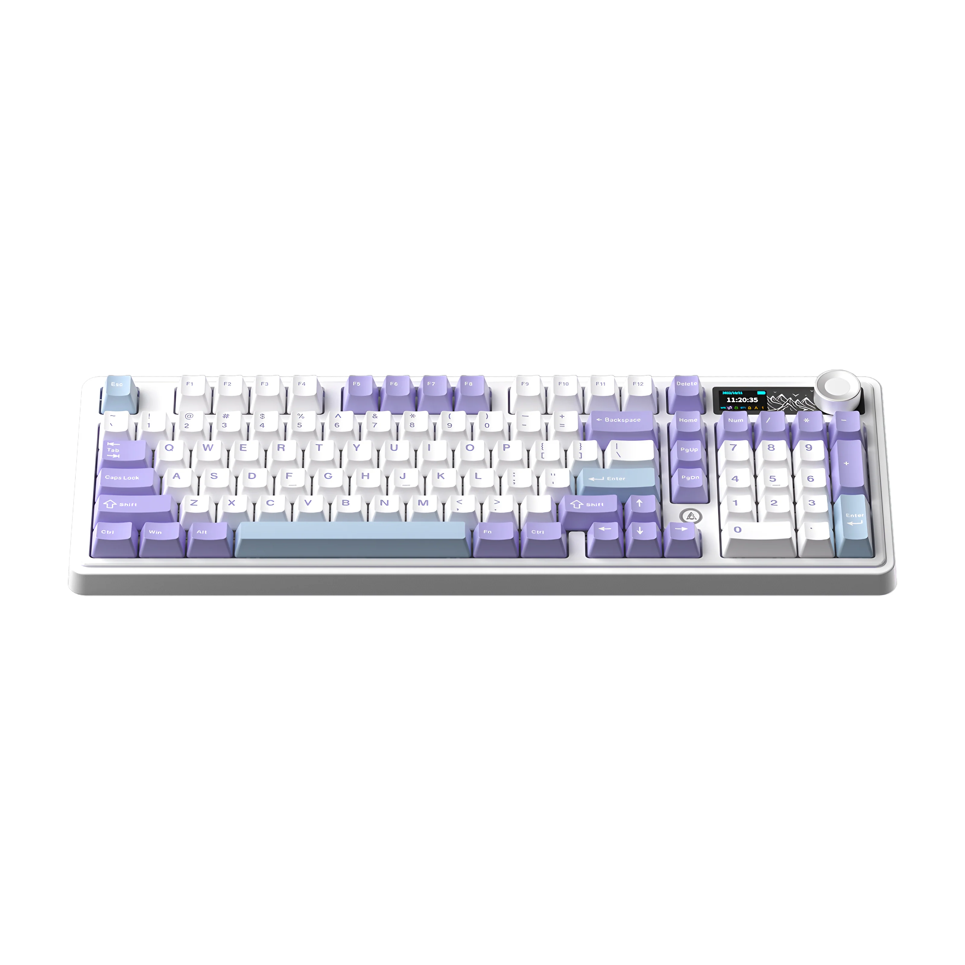 Ajazz AK980 RGB Tri-Mode 98% 97-Keys Gasket-Mounted Hot-Swappable Mechanical Keyboard with 1.14" TFT Display Screen & Knob (Purple/White/Blue) (Maillard Switch, Gift Switch V2) - Image 7