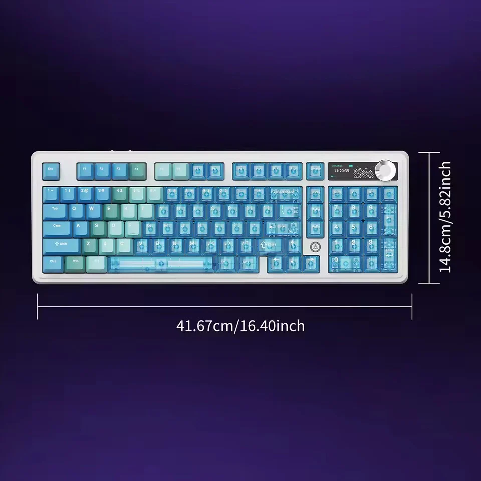 Ajazz AK980 V2 Pro RGB Tri-Mode Mechanical Keyboard (Transparent Blue Purple Pink Orange) (Lichee Switch) - Image 3
