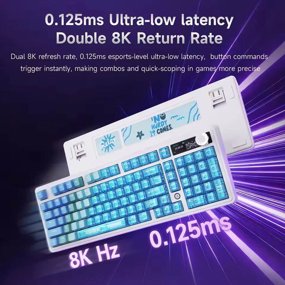 Ajazz AK980 V2 Pro RGB Tri-Mode Mechanical Keyboard (Transparent Blue Purple Pink Orange) (Lichee Switch) - Image 8