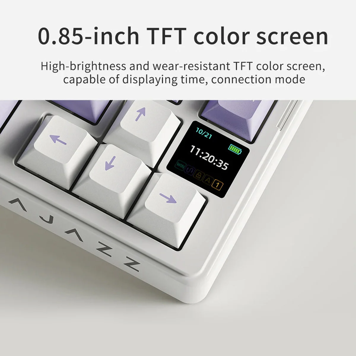 Ajazz AKS075 RGB Tri-Mode 75% Keys Hot Swappable Mechanical Keyboard with Screen (Blue/White/Blue) (Day Dream Switch) - Image 4