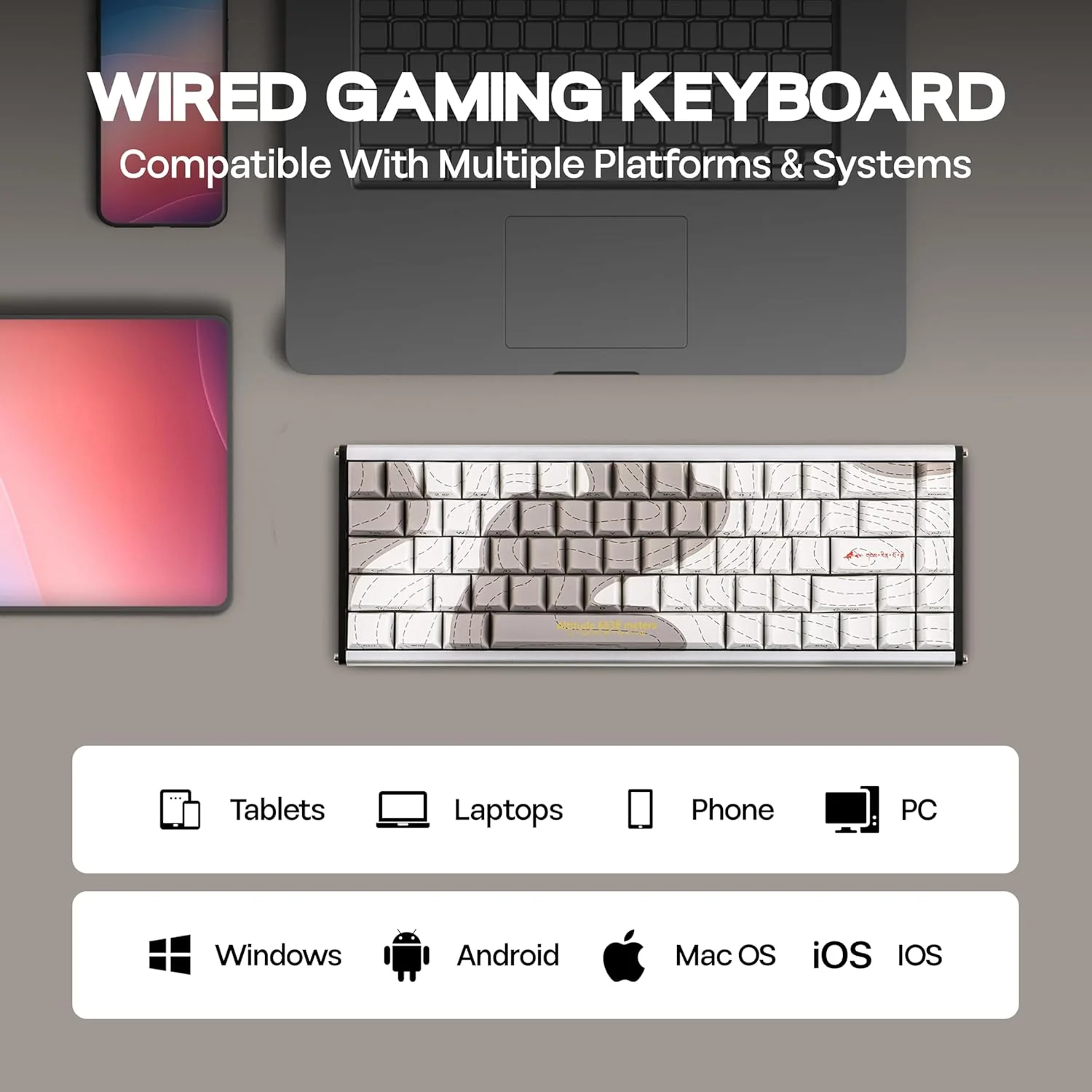 Ajazz ALUX68 Max RGB Wired 68-Keys Aluminum CNC Case Hot-Swappable Mechanical Keyboard (Mount Kailash: The Rhythm of Snow and Rock) (Aquarius Magnetic Switch) - Image 3