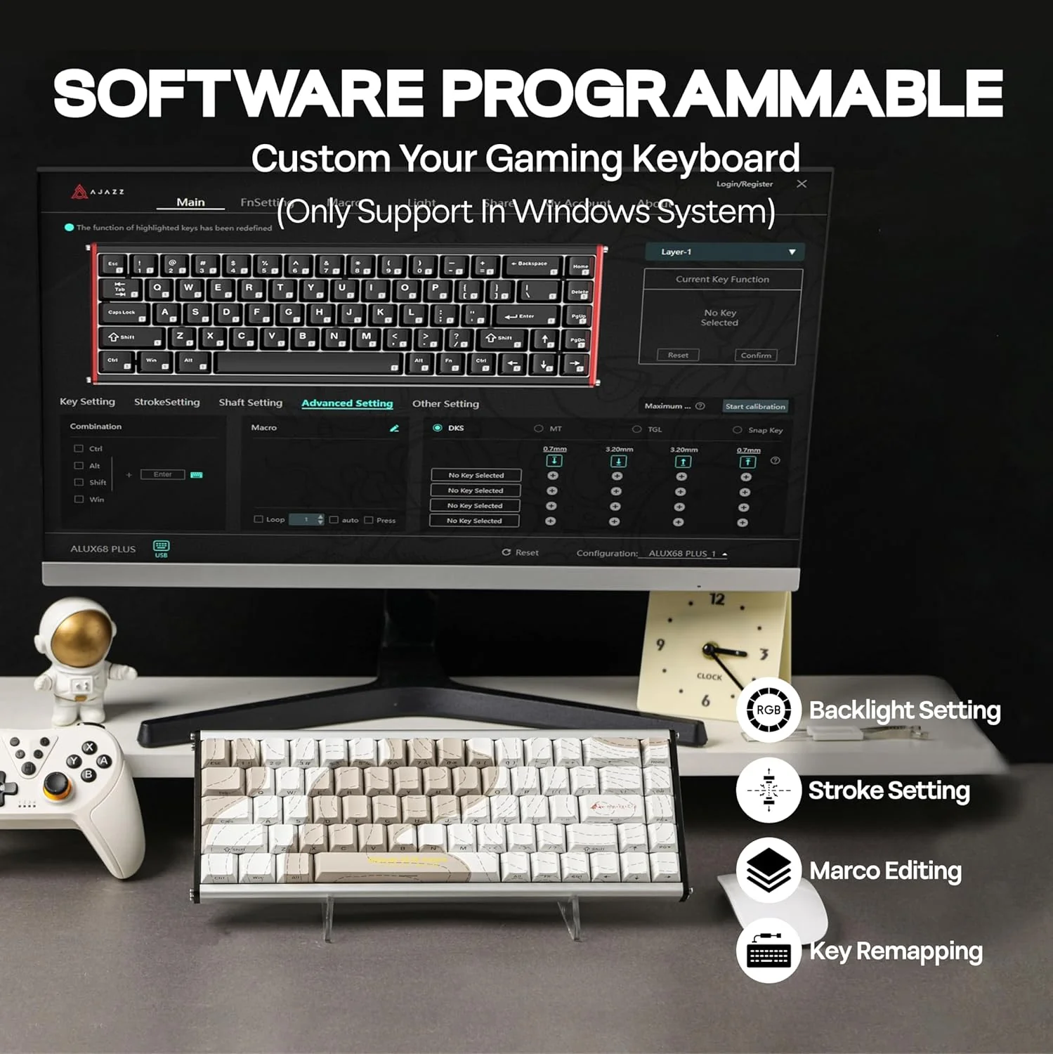 Ajazz ALUX68 Max RGB Wired 68-Keys Aluminum CNC Case Hot-Swappable Mechanical Keyboard (Mount Kailash: The Rhythm of Snow and Rock) (Aquarius Magnetic Switch) - Image 6