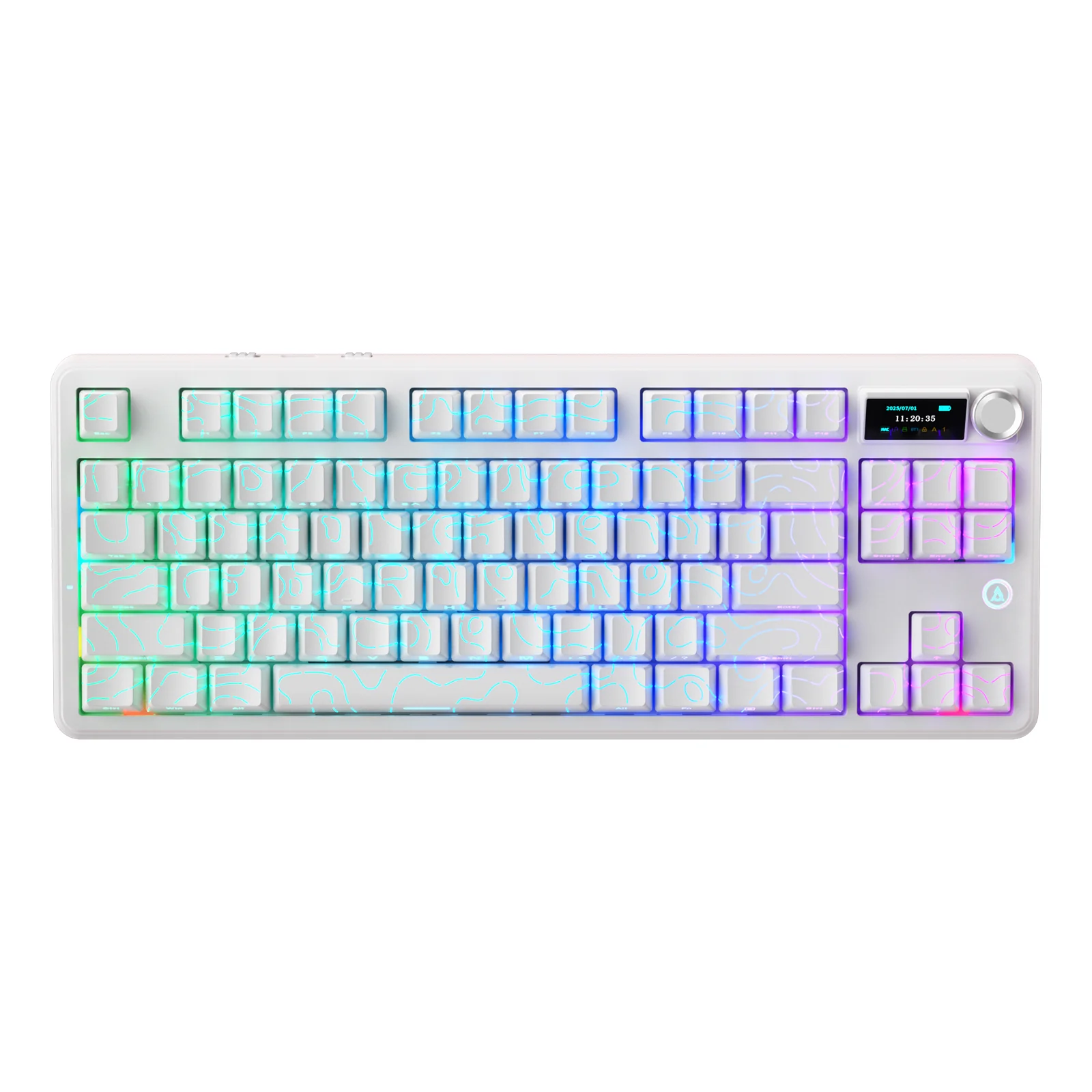 Ajazz MK87 Pro RGB Tri-Mode Mechanical Keyboard (Original Contour White) (White Peach Switch) - Image 4
