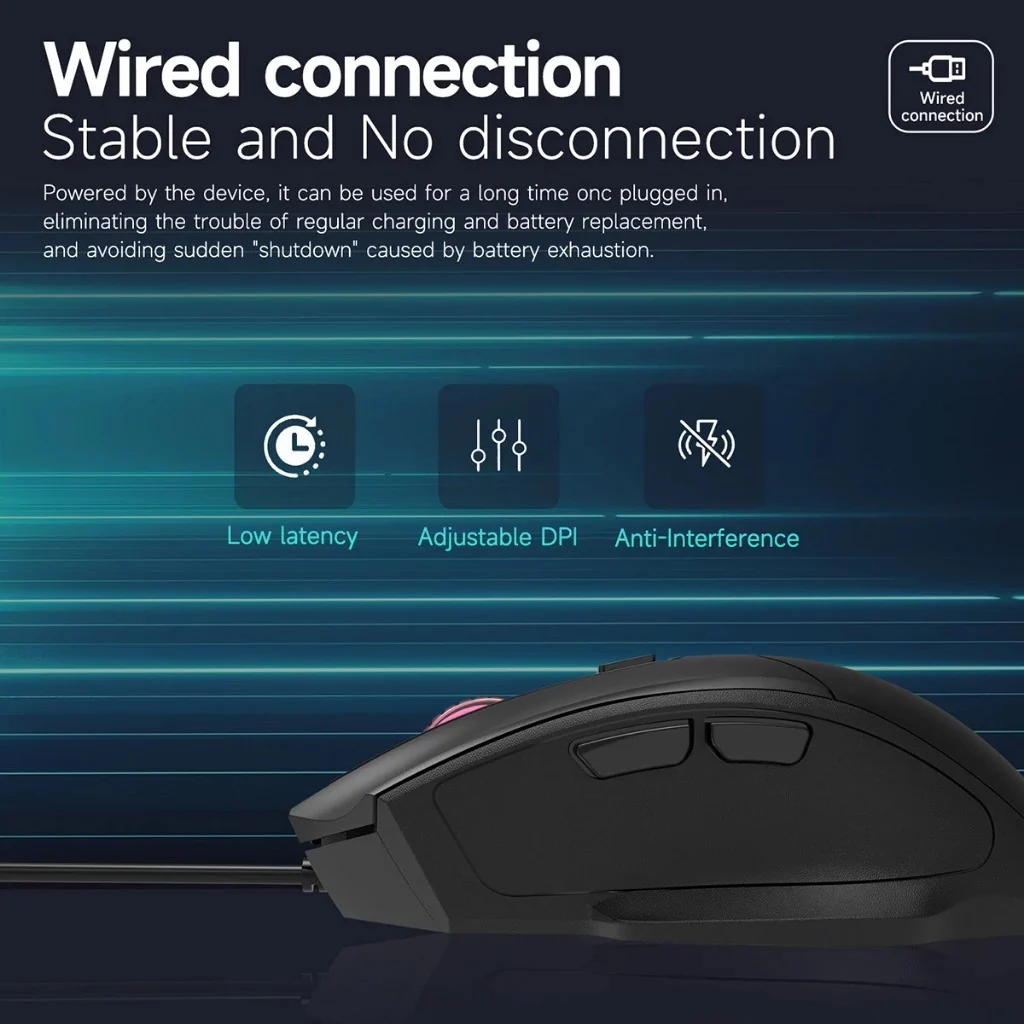 Nacodex x Ajazz NJ05 Wired Connection Low-Latency Mouse (Black) - Image 6