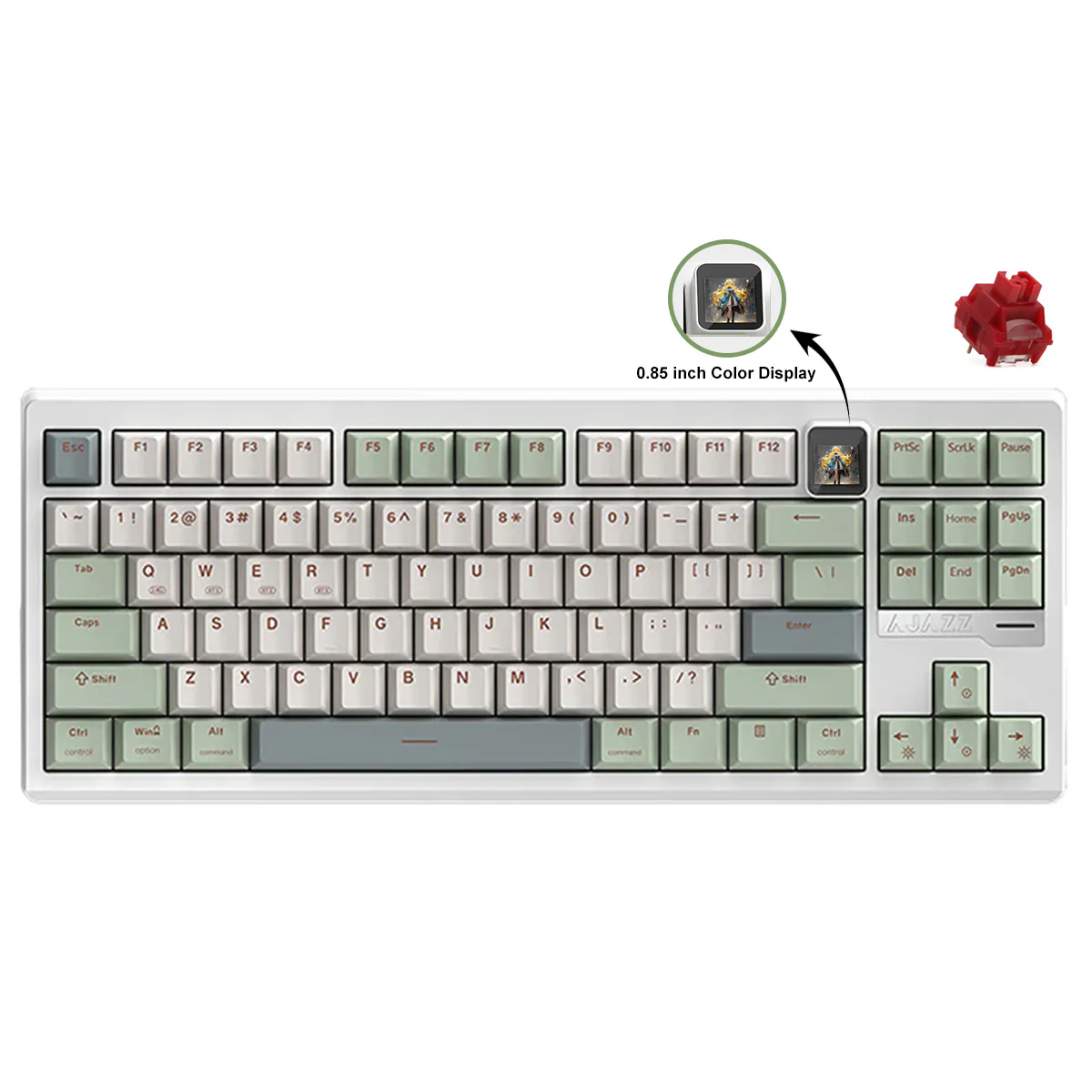 Ajazz QS87 Max RGB Tri-Mode 87-Keys Aluminum CNC Case Hot-Swappable Mechanical Keyboard (Cyan/White/Blue) (Flame Red V2 Switch)