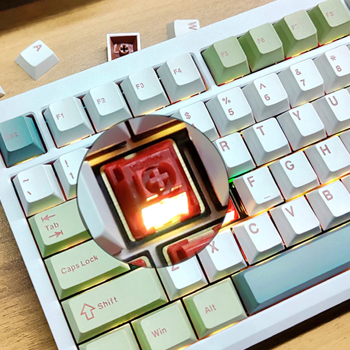 Ajazz QS87 Max RGB Tri-Mode 87-Keys Aluminum CNC Case Hot-Swappable Mechanical Keyboard (Cyan/White/Blue) (Flame Red V2 Switch) - Image 4
