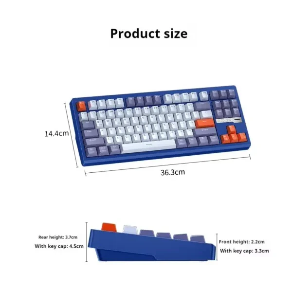 Ajazz QS87 Pro RGB Tri-Mode 87-Keys Aluminum CNC Case Hot-Swappable Mechanical Keyboard (Purple/Blue/Red) (Matcha Latte Switch) - Image 6