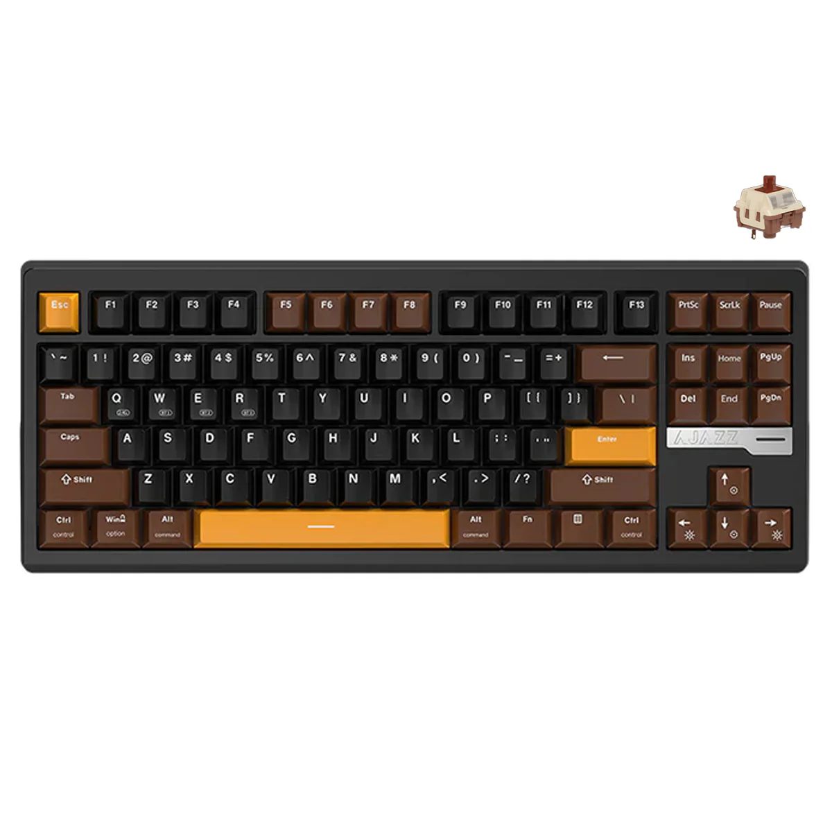 Ajazz QS87 RGB Tri-Mode 87-Keys Aluminum CNC Case Gasket-Mounted Hot-Swappable Mechanical Keyboard (Brown/Black/Yellow) (Maillard Switch) - Image 5