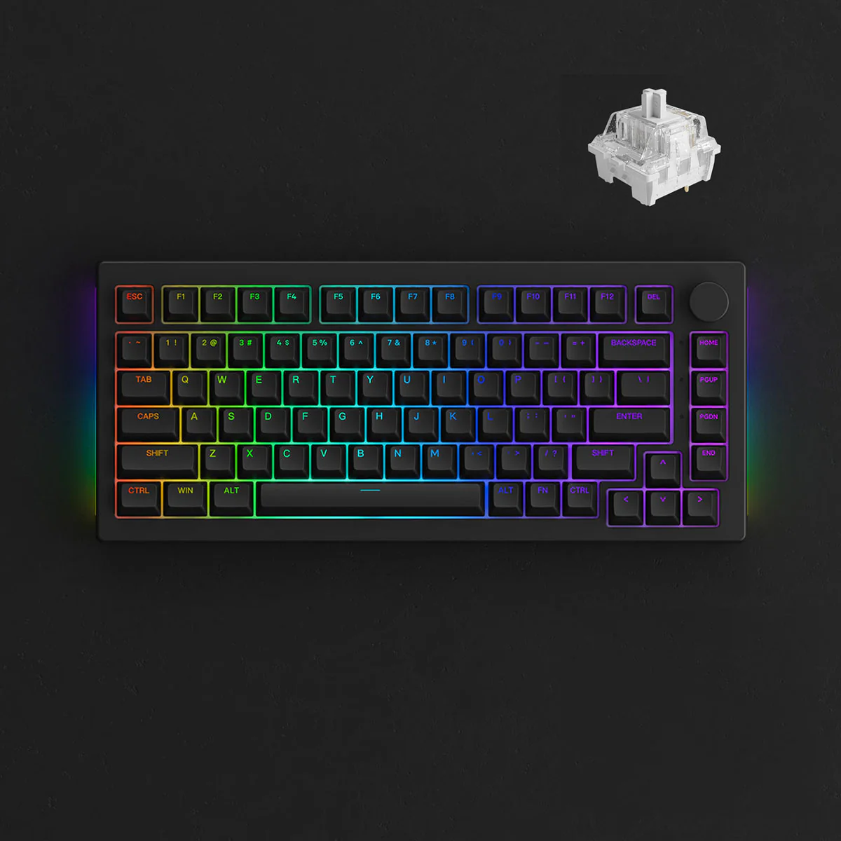 Akko 5075S Shine-Through RGB Hot-Swappable Mechanical Keyboard Black (Wine White) - Image 2