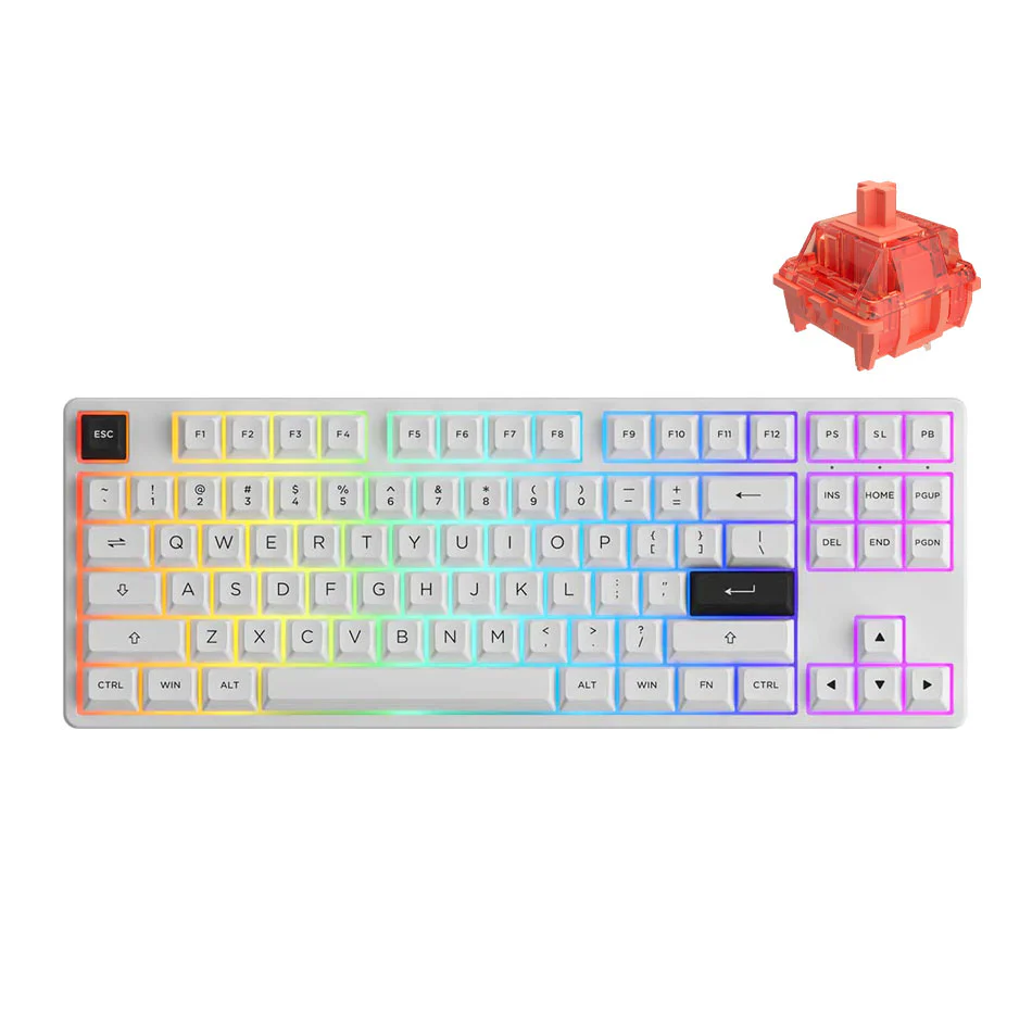 Akko 5087S VIA RGB Hot-Swappable Mechanical Keyboard Black on White (Gateron Orange-Lubed)