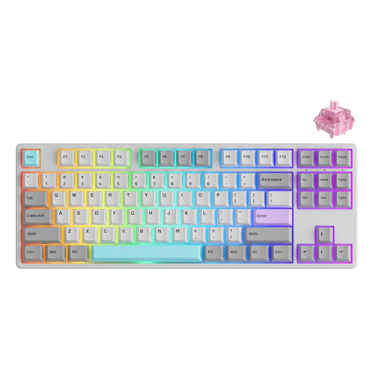 Akko 5087S Via RGB Hot-Swappable Mechanical Keyboard Silent (Gateron Pink-Lubed) - Image 14