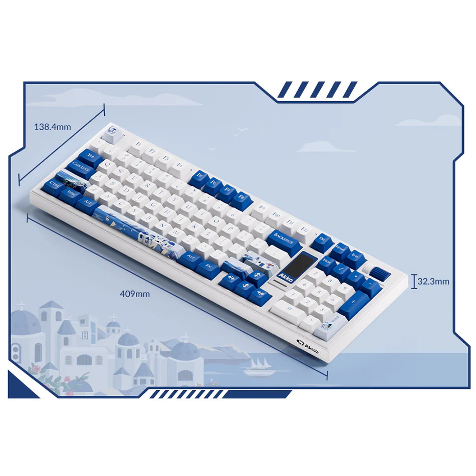 Akko 5098B Santorini Multi-Mode RGB Hot-Swappable Mechanical Keyboard with 1.47" LCD Screen (Akko V3 Piano Pro Switch) - Image 8