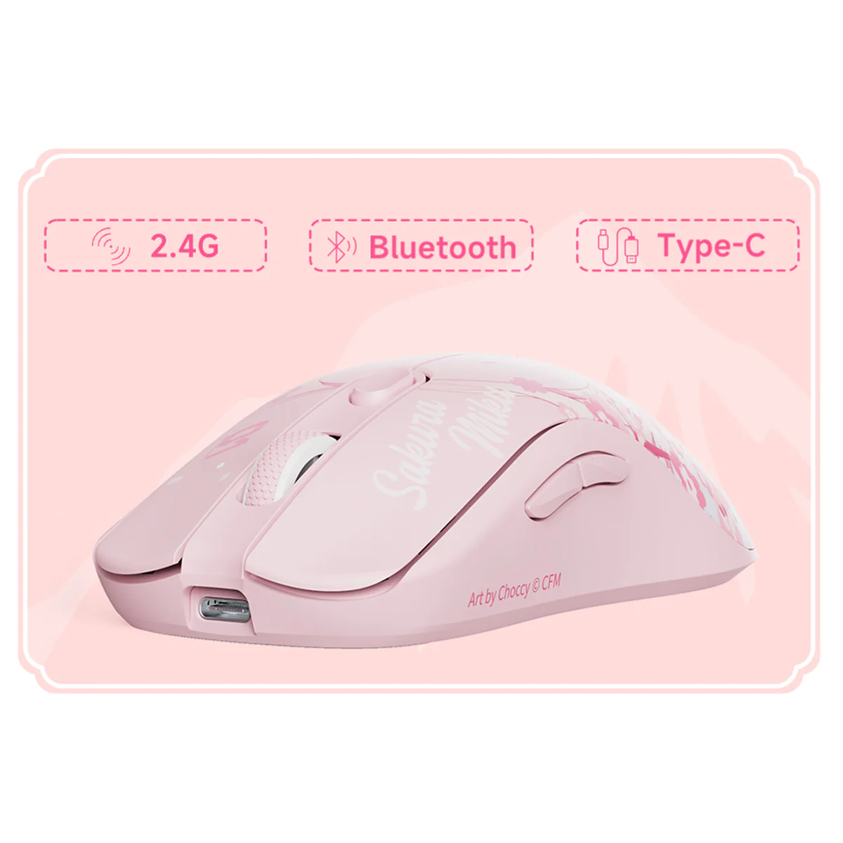 Akko AG ONE 8K Wireless Tri-Mode Gaming Mouse (Sakura Miku) - Image 5