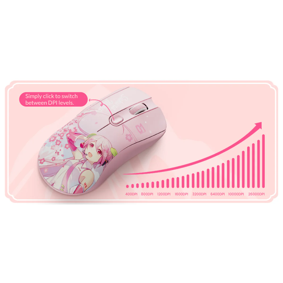 Akko AG ONE 8K Wireless Tri-Mode Gaming Mouse (Sakura Miku) - Image 9