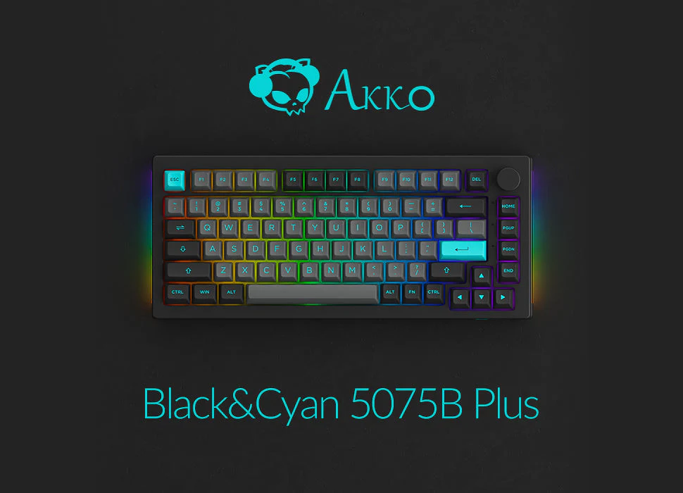 Akko Black & Cyan 5075B Plus Multi-Modes RGB Mechanical Keyboard (Akko CS Silver) - Image 6