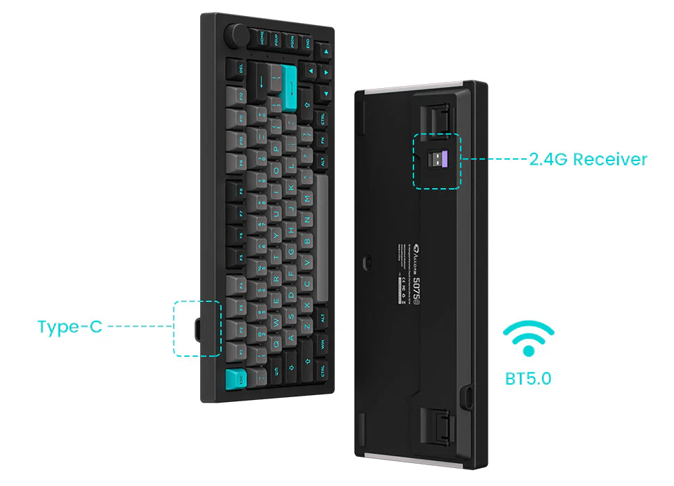 Akko Black & Cyan 5075B Plus Multi-Modes RGB Mechanical Keyboard (Akko CS Silver) - Image 9