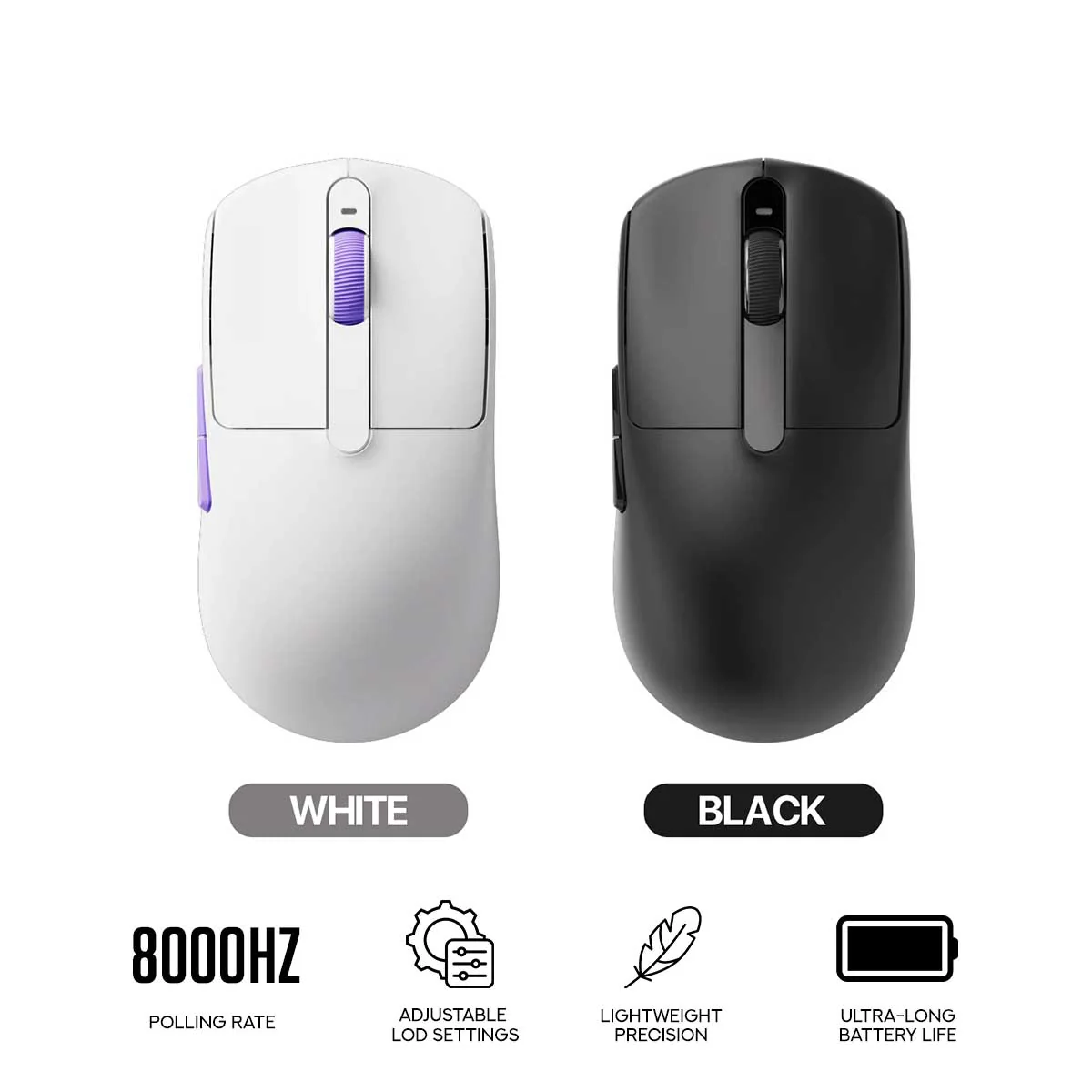 Akko Dash V9 Ultra Multi-Mode Gaming Mouse (Black, White)