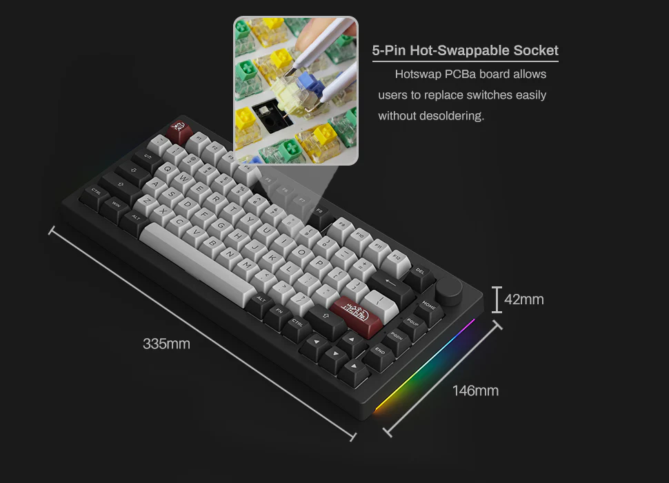 Akko Dracula Castle 5075B Plus Multi-Modes RGB Mechanical Keyboard (Akko Haze Pink Silent) - Image 8