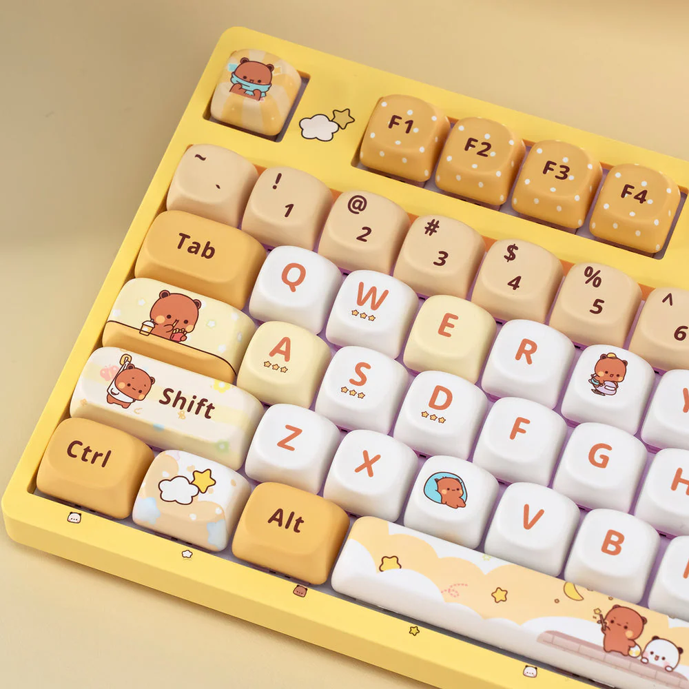 Akko Dudu and Bubu 3108 V3 Wired Mechanical Keyboard (Yellow) (Akko Frost Pink Switch) (101-3108C-023) - Image 2