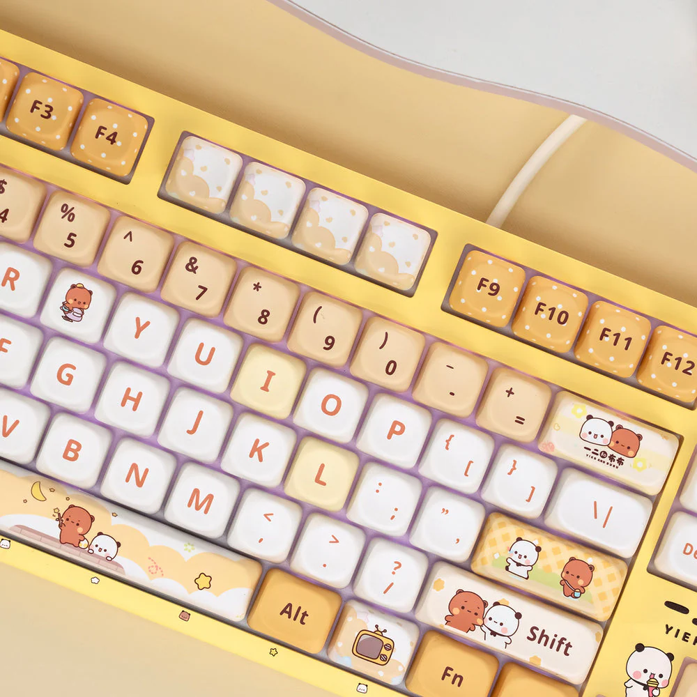 Akko Dudu and Bubu 3108 V3 Wired Mechanical Keyboard (Yellow) (Akko Frost Pink Switch) (101-3108C-023) - Image 3