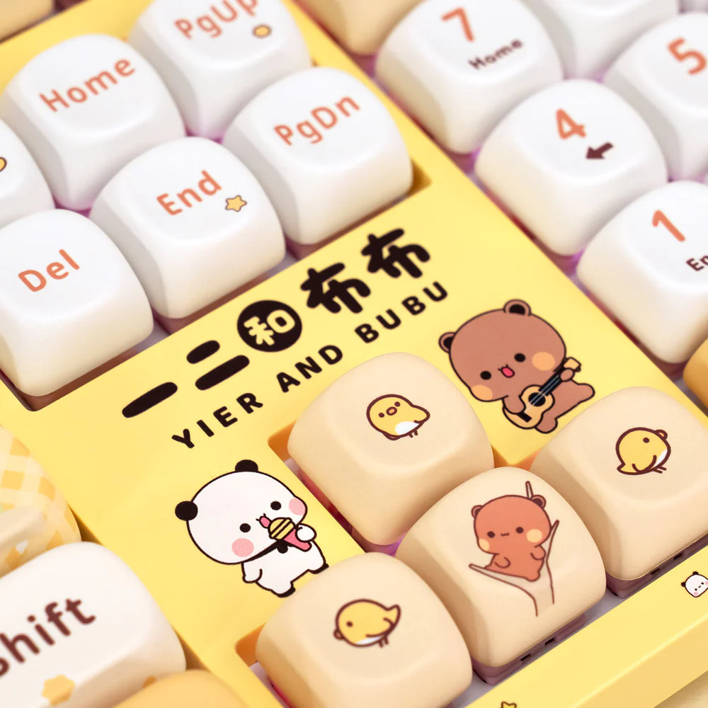 Akko Dudu and Bubu 3108 V3 Wired Mechanical Keyboard (Yellow) (Akko Frost Pink Switch) (101-3108C-023) - Image 4