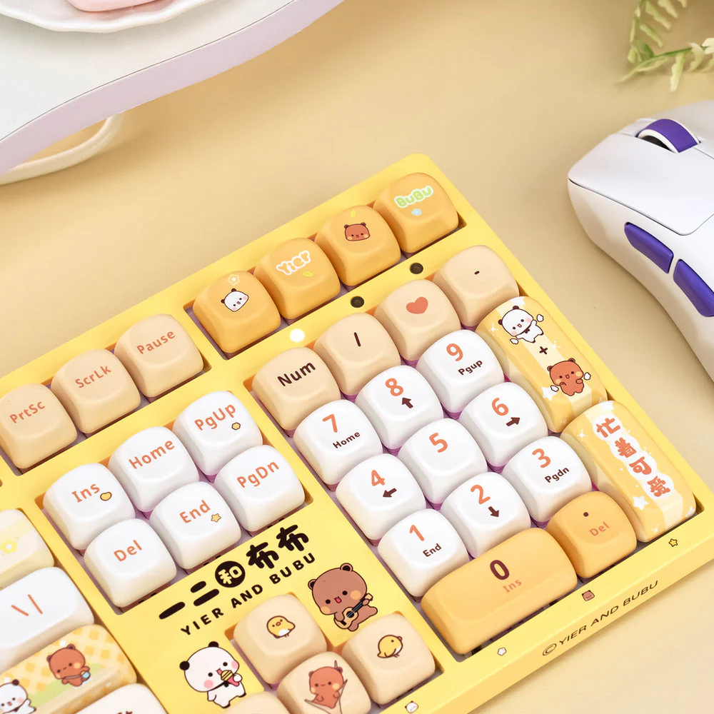 Akko Dudu and Bubu 3108 V3 Wired Mechanical Keyboard (Yellow) (Akko Frost Pink Switch) (101-3108C-023) - Image 7